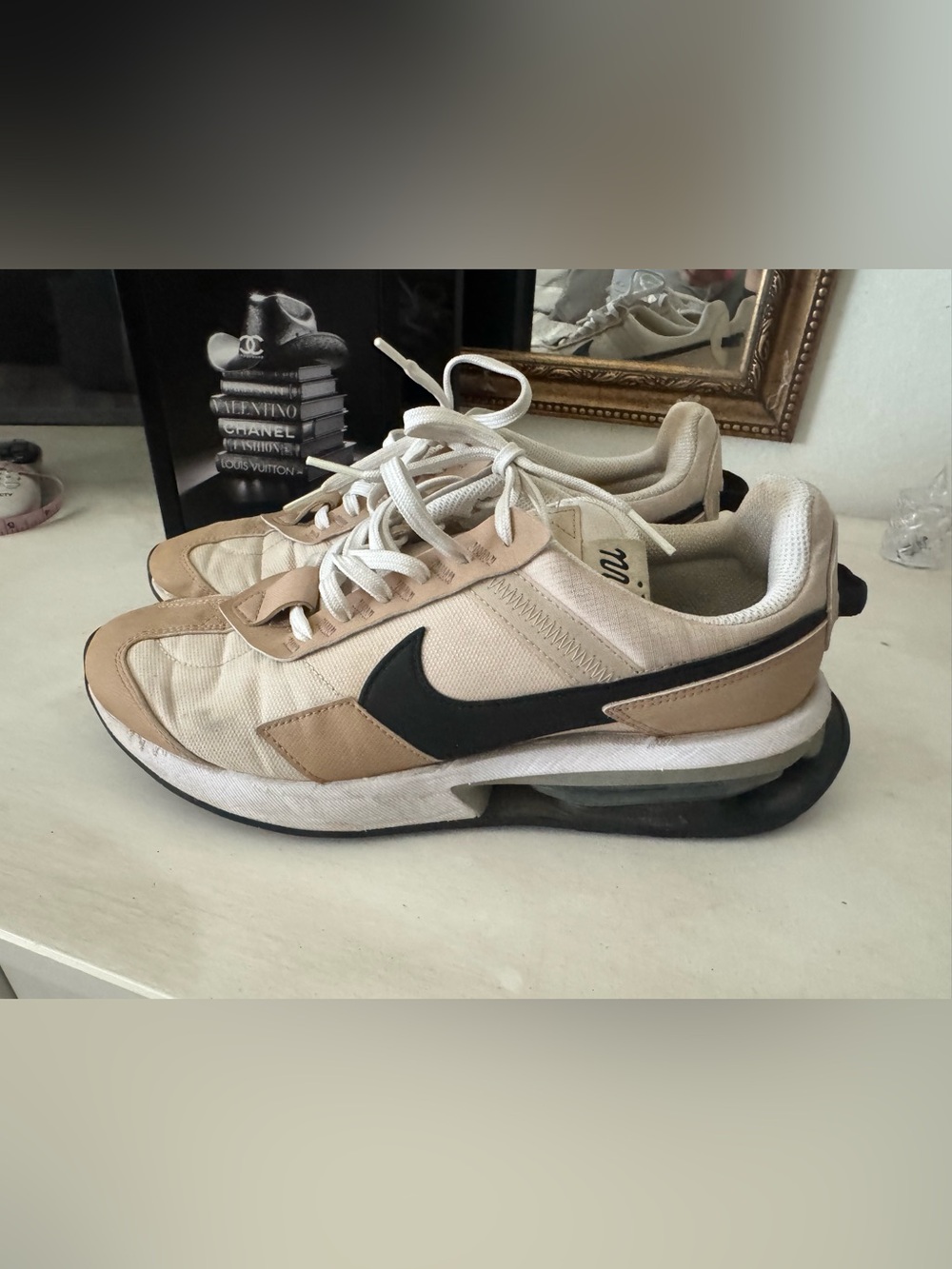 Nike Beige and Black Retro Runner Sneakers